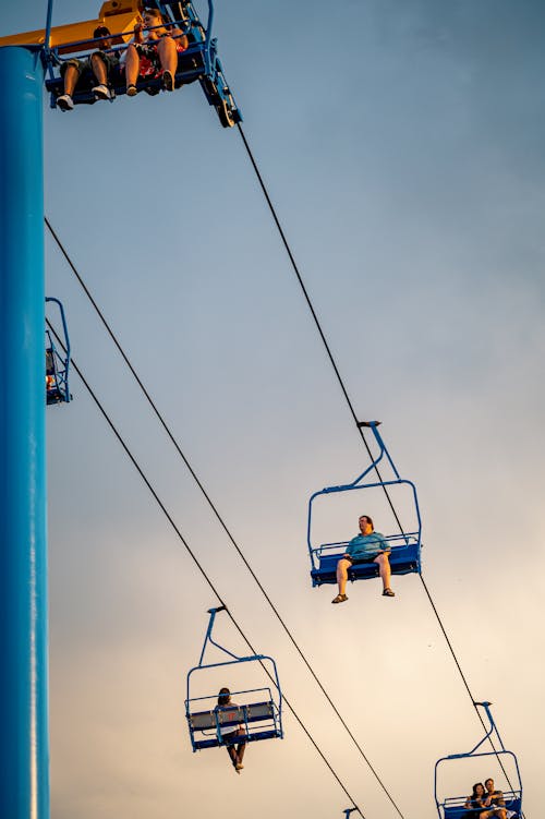 Free People Riding Cable Cars Stock Photo