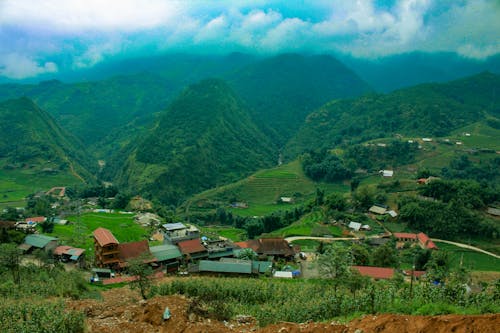 Free stock photo of clouds, mountain village, moutains