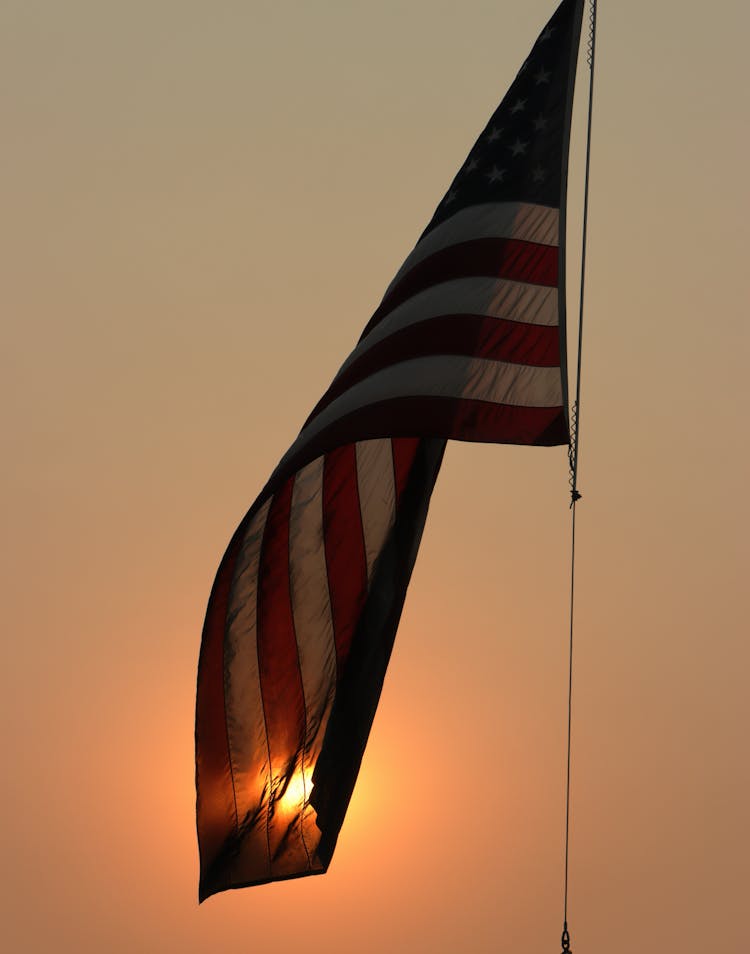 The American Flag On A Pole