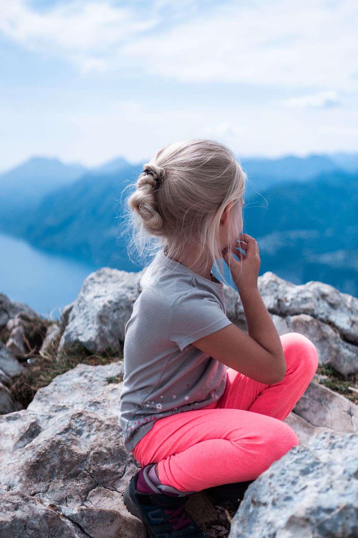 Blonde girl outdoors in summer