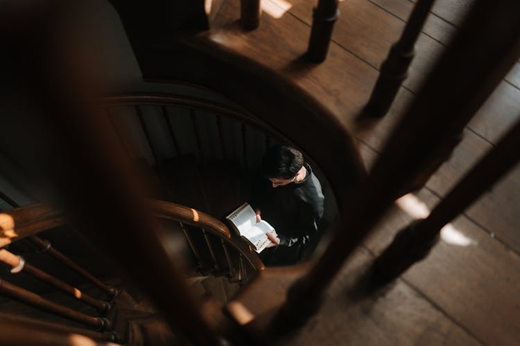 A Man Reading A Bible