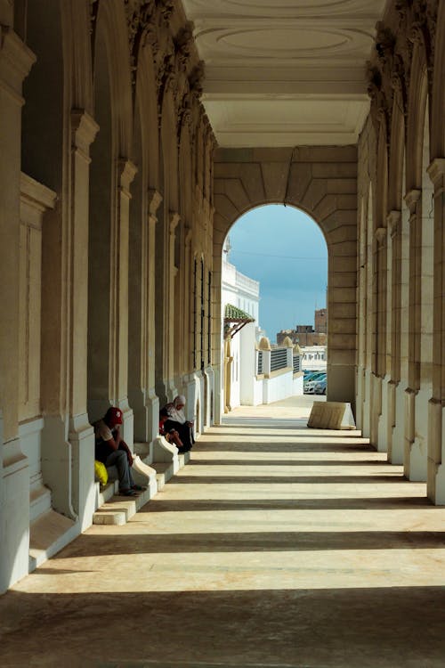 Passage with Columns and Arch in City 