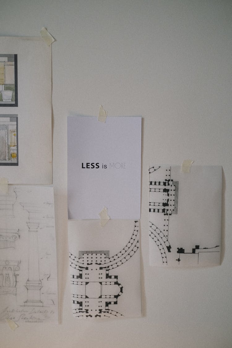 Drawings And Plans Glued On Wall