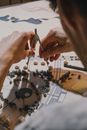 Architect working with model on desk