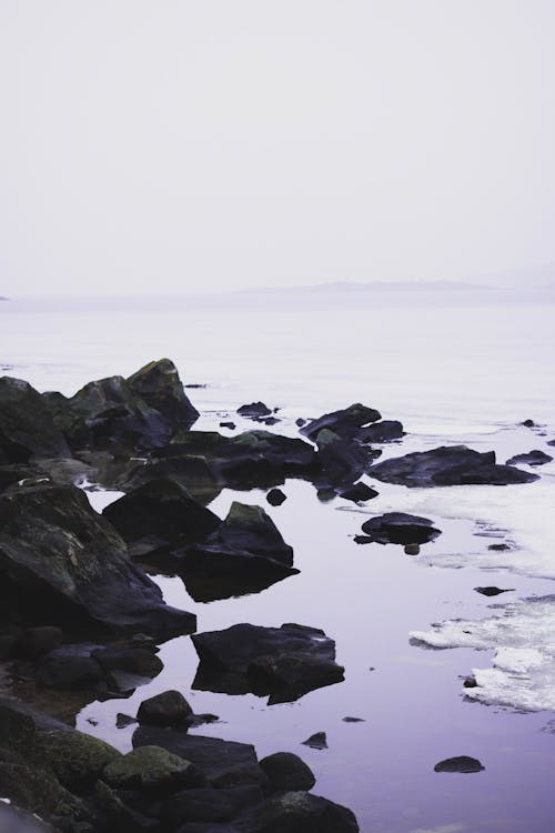 Free stock photo of blue water, foggy, frozen lake