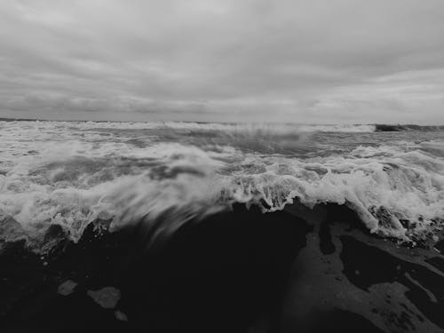 Grayscale Photography of Ocean Waves