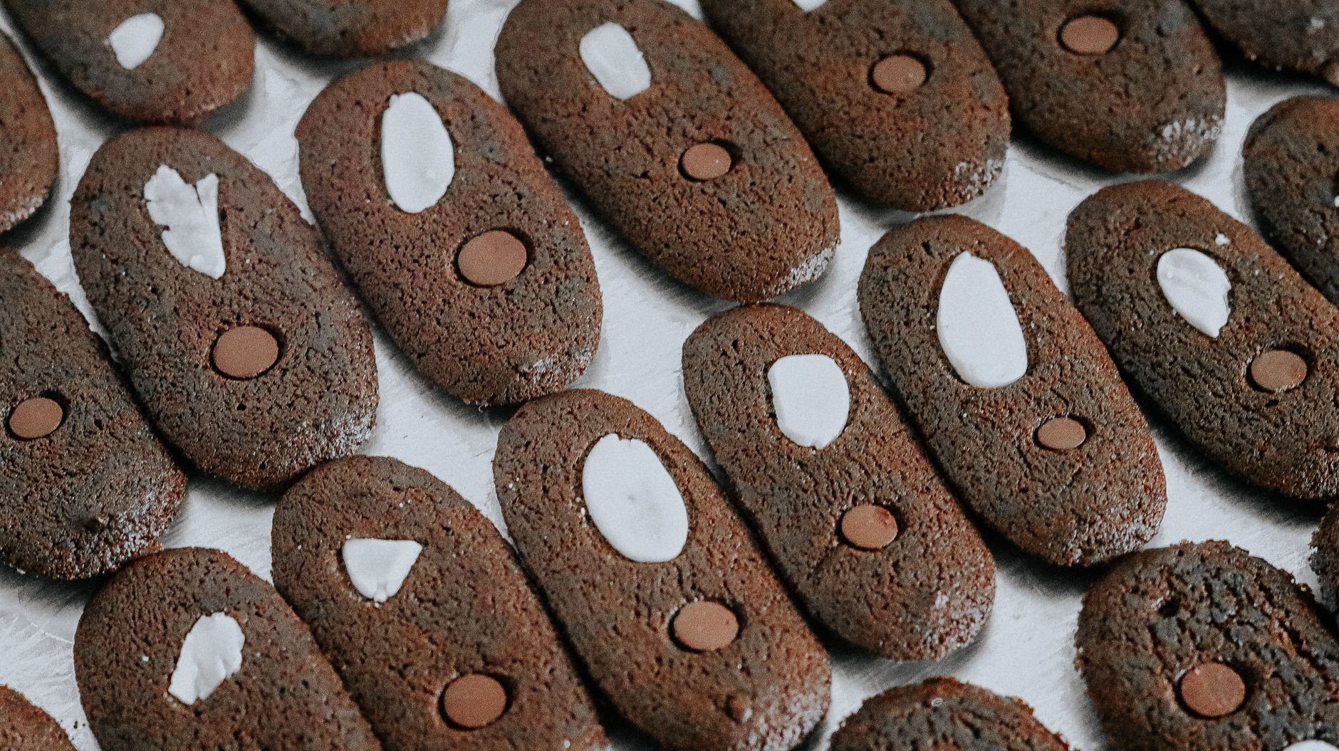 Fresh baked almond flour chocolate cookies cooling on rack