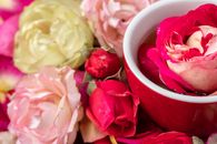 Yellow and Pink Rose in Pink Ceramic Mug