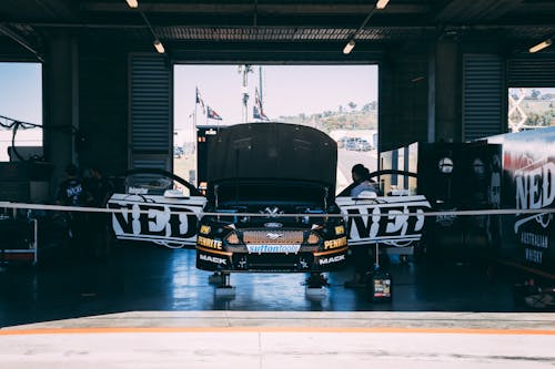 Racing Car Parked in the Garage