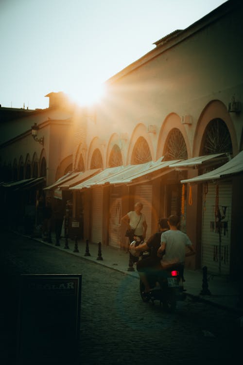 Sunlight over Alley in Town at Sunset