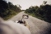 Motorcycle Side Mirror with Reflection
