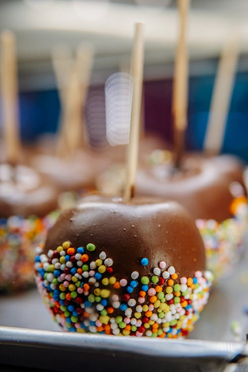 Chocolate Coated Apple in Close Up Shot