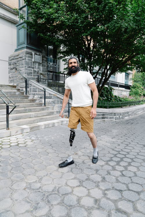 Man walking with Prosthetic Leg 