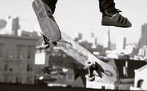 Close-up Shot of a Person's Feet with Skateboard