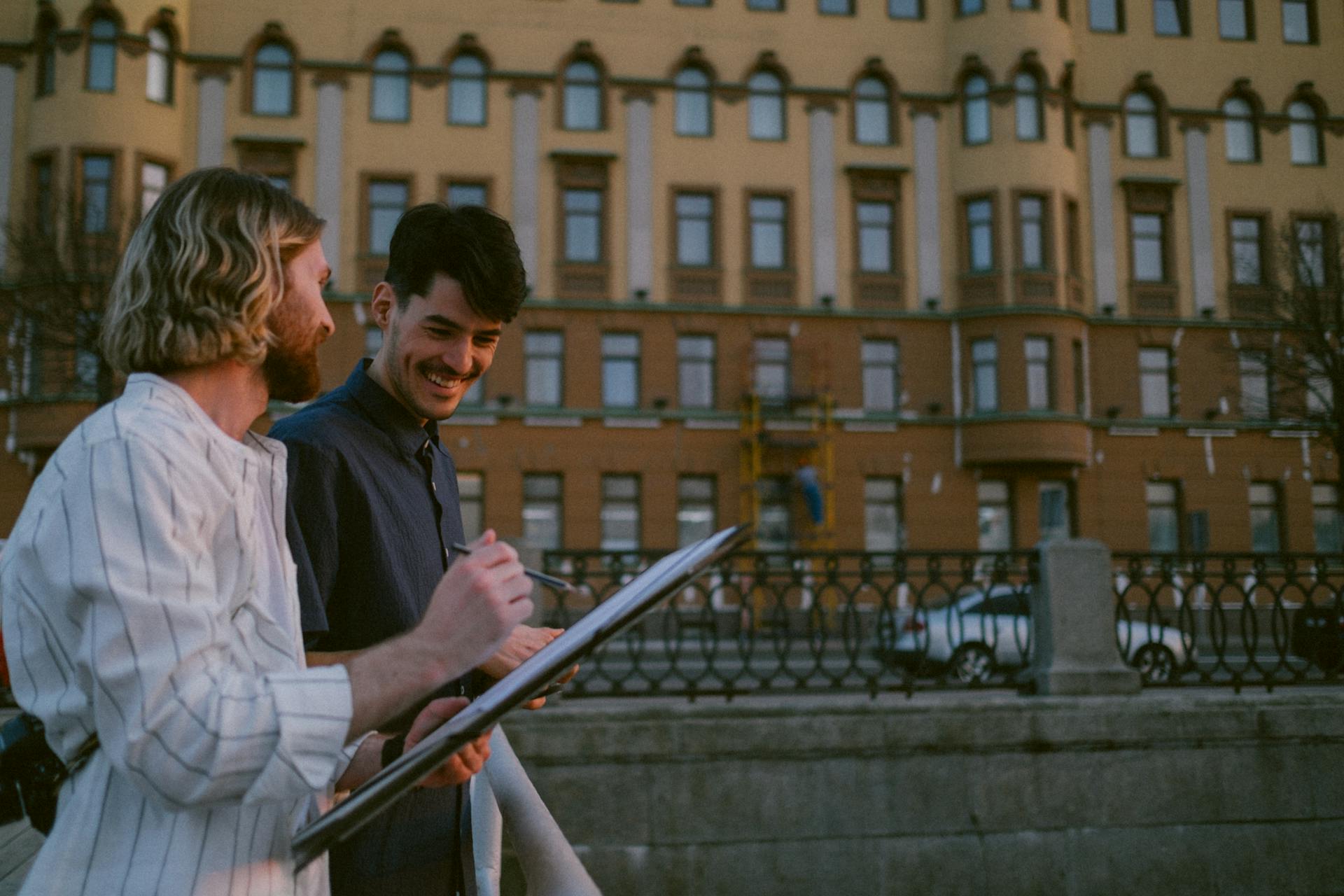 Men Talking on the City Street