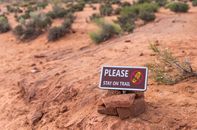 White and Brown Signage on Ground