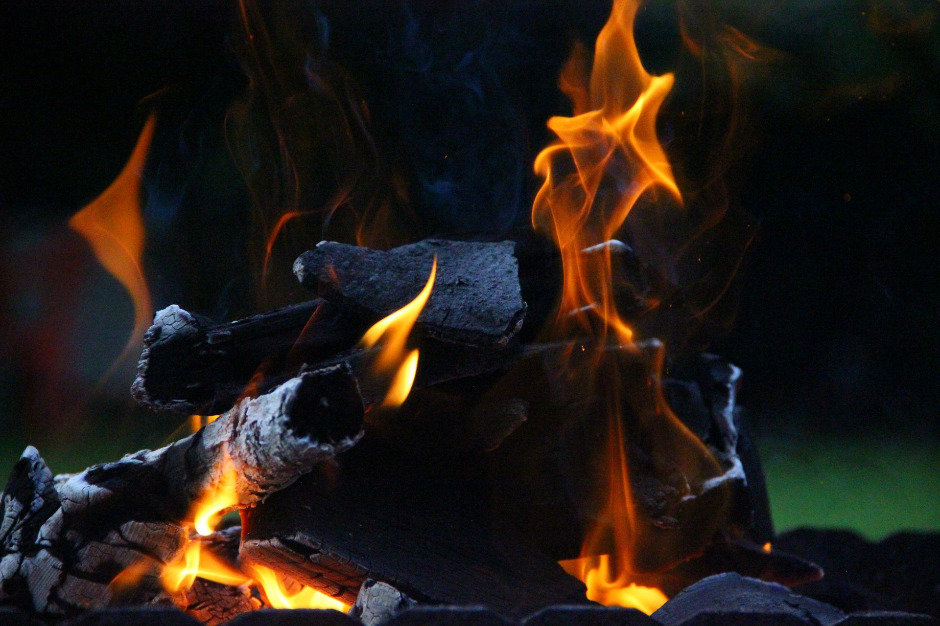 Burning Charcoal on the Fire Pit