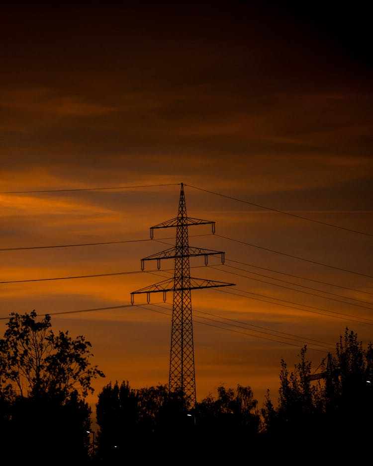 Electricity Lines On Sunset