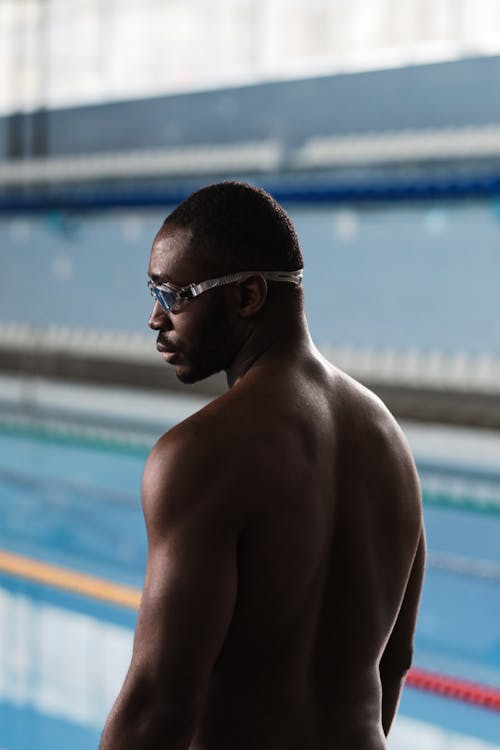 Shirtless Man Wearing Swimming Goggles