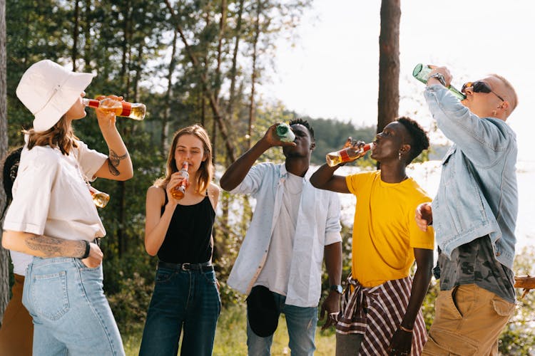 A Group Of Friends Drinking Together