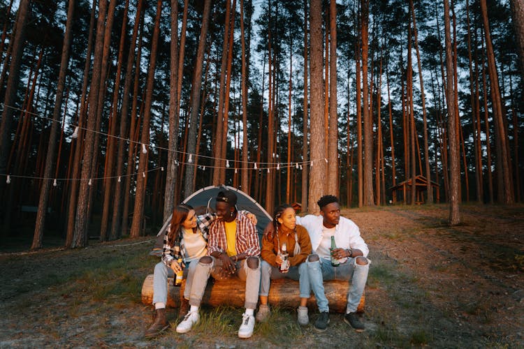 A People Drinking Beer In The Forest