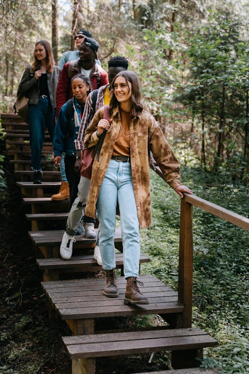 Group of Teenagers on a School Trip to the Forest