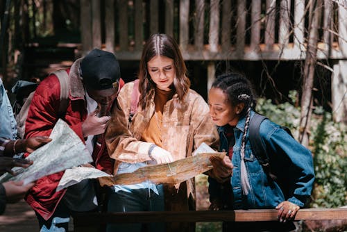 Group of Friends Looking on a Map