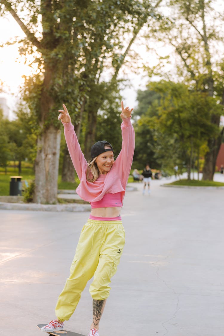 Woman Riding On A Penny Board