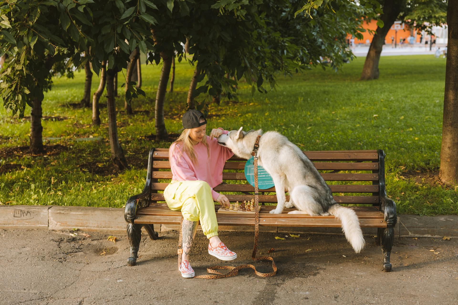 Woman Playing with Her Dog