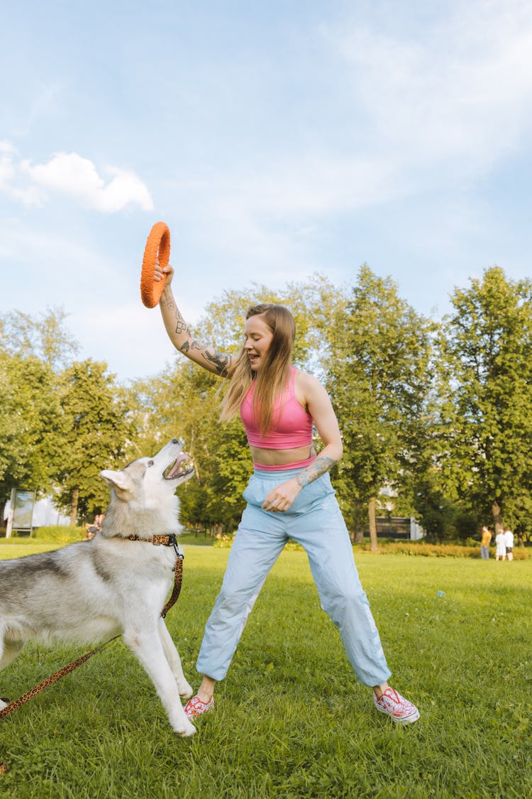 Woman Training A Dog