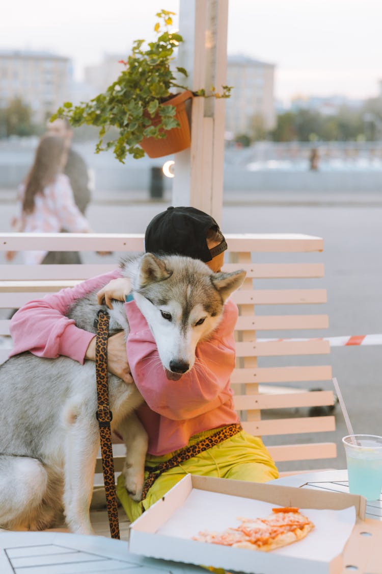 Close-Up Shot Of A Person Hugging A Dog