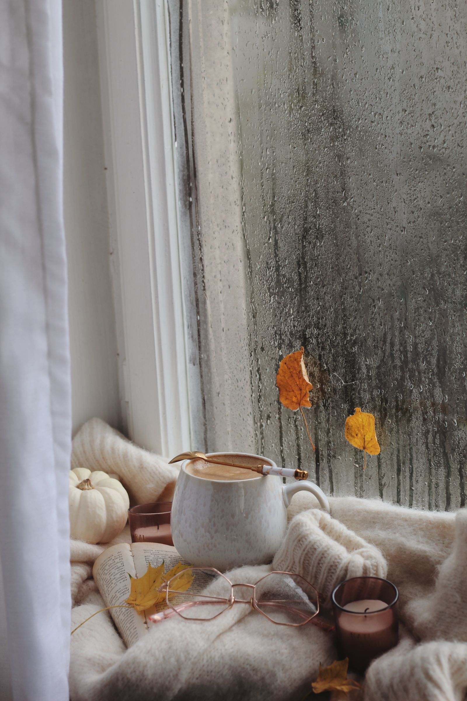 Hot Chocolate Rain Window 4K wallpaper