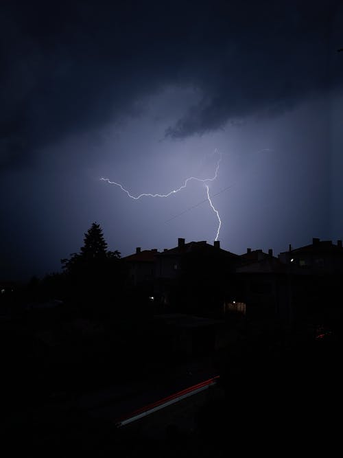 Free A Lightning in the Sky at Night Stock Photo