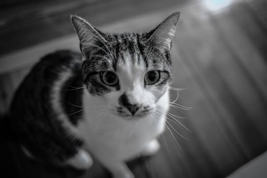 家猫脸部模糊背景的戏剧性特写