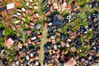 Junkyard of Used and Weathered Tires