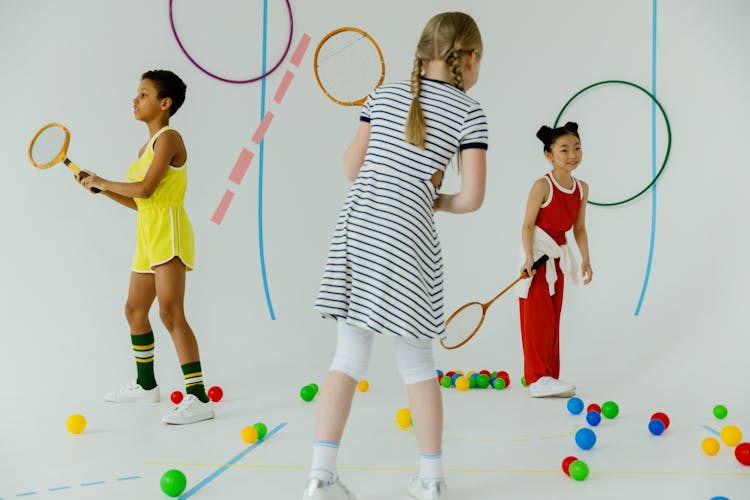 Girls Playing Tennis 