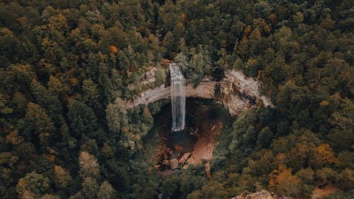 An Aerial Shot of a Waterfalls in Tennessee