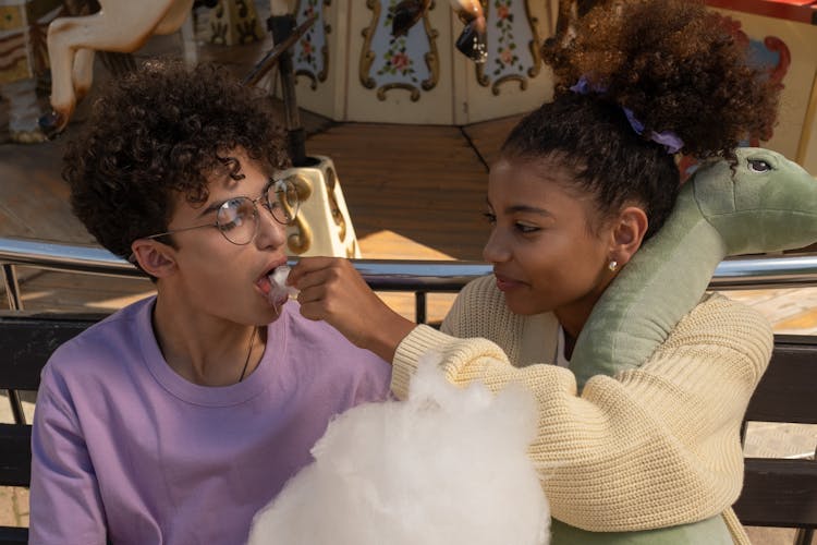 Couple Eating Cotton Candy