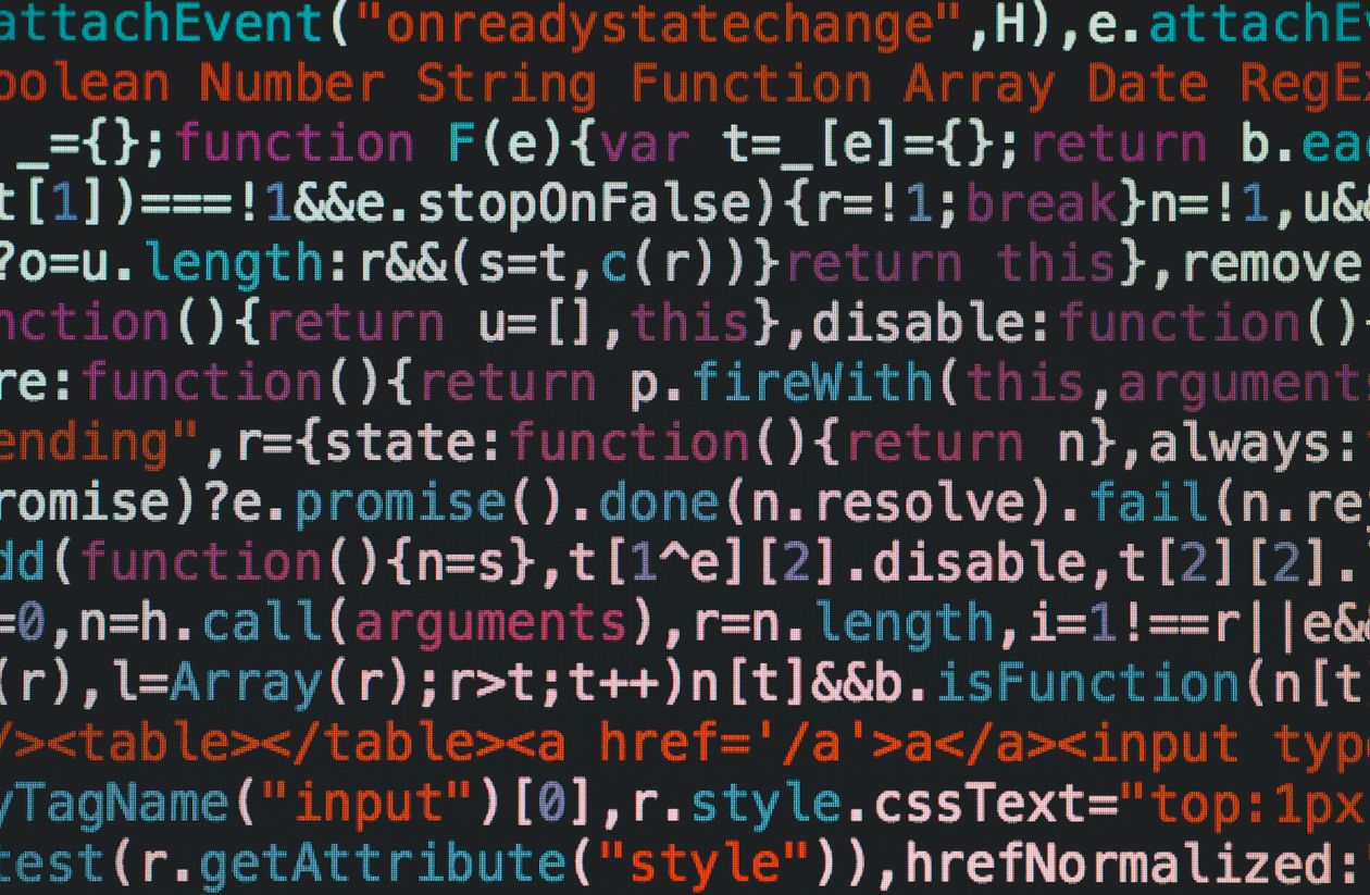 Programming code photographed on a computer screen