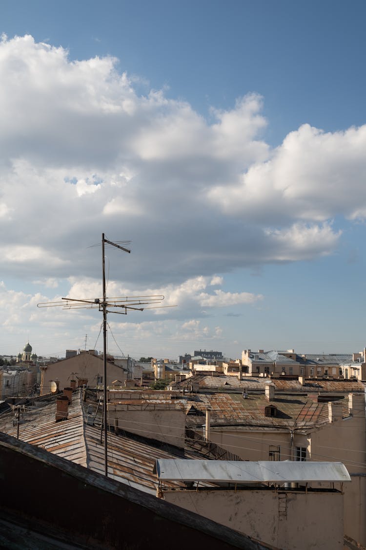 Beautiful View Of City Roof Tops On Sunny Day