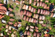 Brown Roof Tiles With Green Plants