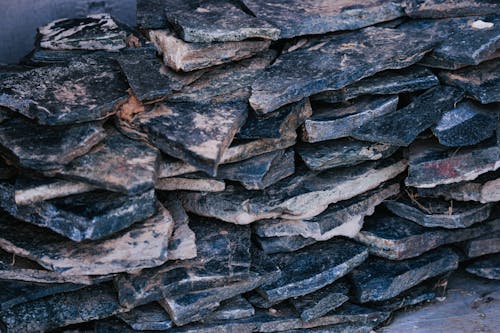 Close-up of a Stack of Flat Rocks 