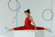 A Young Girl Doing Split