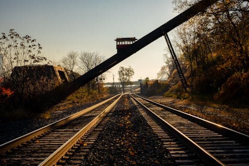 Free Train Rails Under Gray Sky Stock Photo