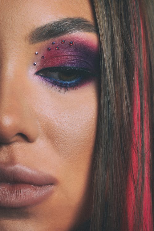 Close Up Photo of a Woman with Eye Makeup