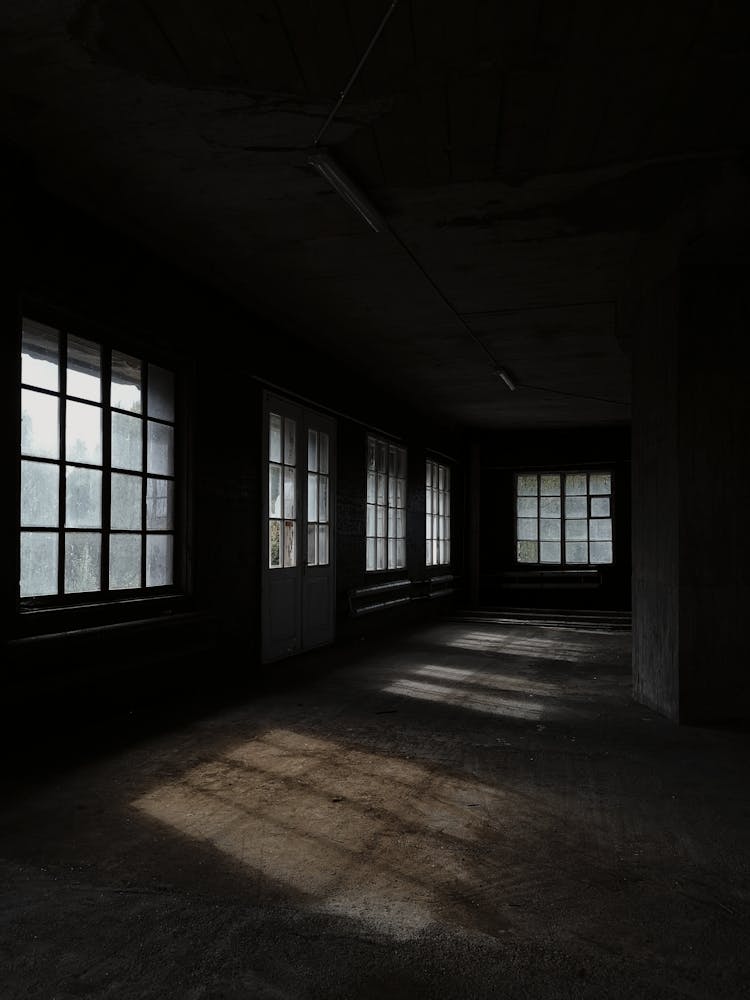 Windows Shadows In Dark Empty Room