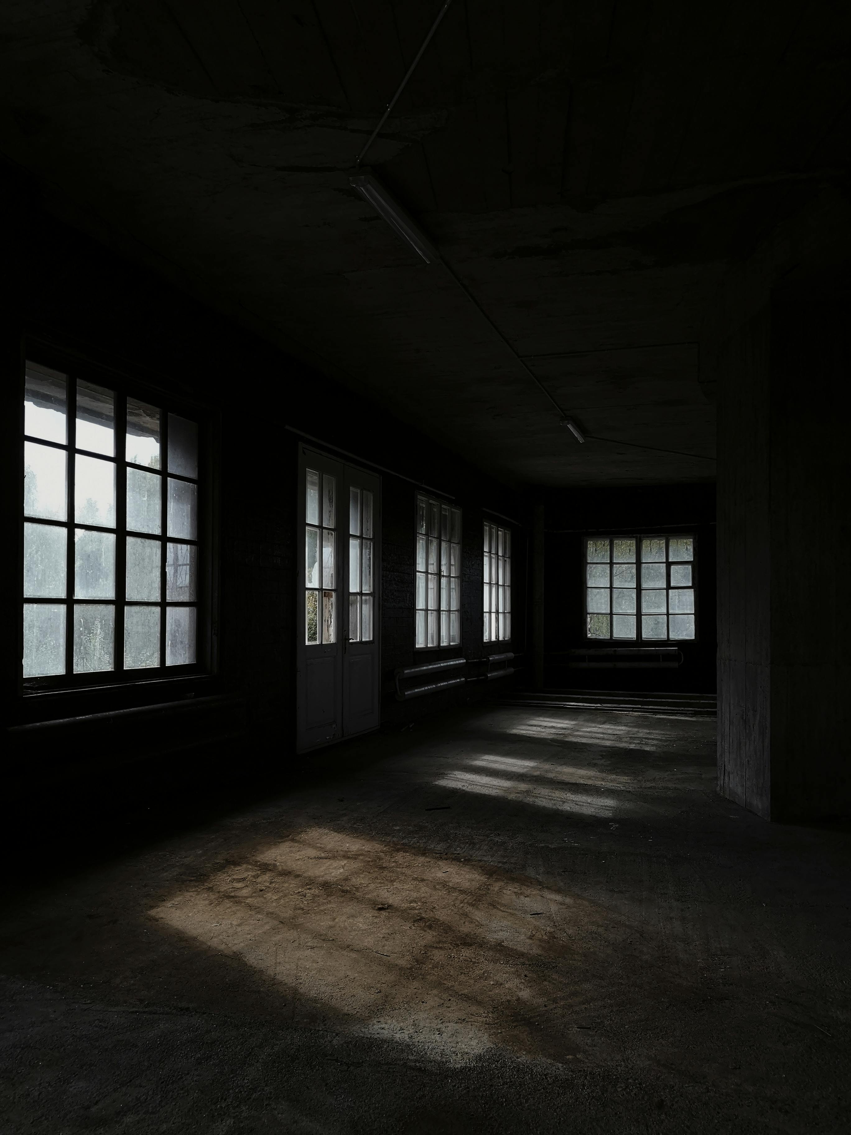 dark room with window