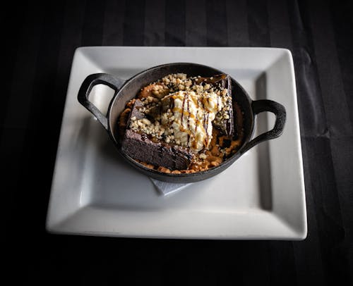 Free Chocolate Dessert with Ice Creams Stock Photo