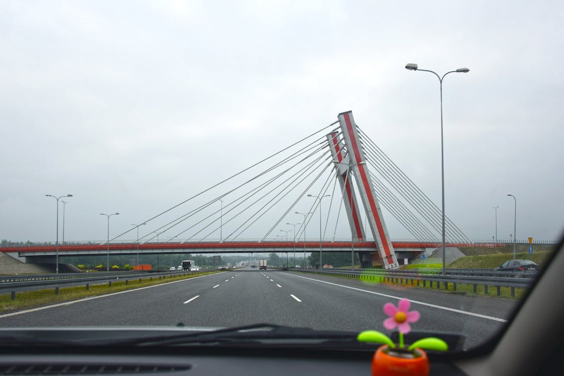 Suspension Bridge Ahead of Road