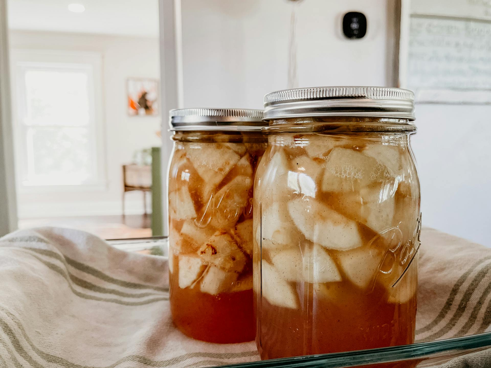 Jars with Homemade Apples Preserves